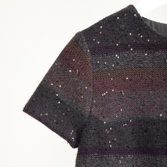 Brunello Cucinelli Purple Striped Sequined Short-Sleeve Sweater - Picture 4 of 9